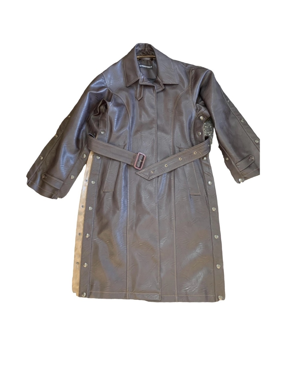 Y/Project Dark Brown Faux Leather Coat